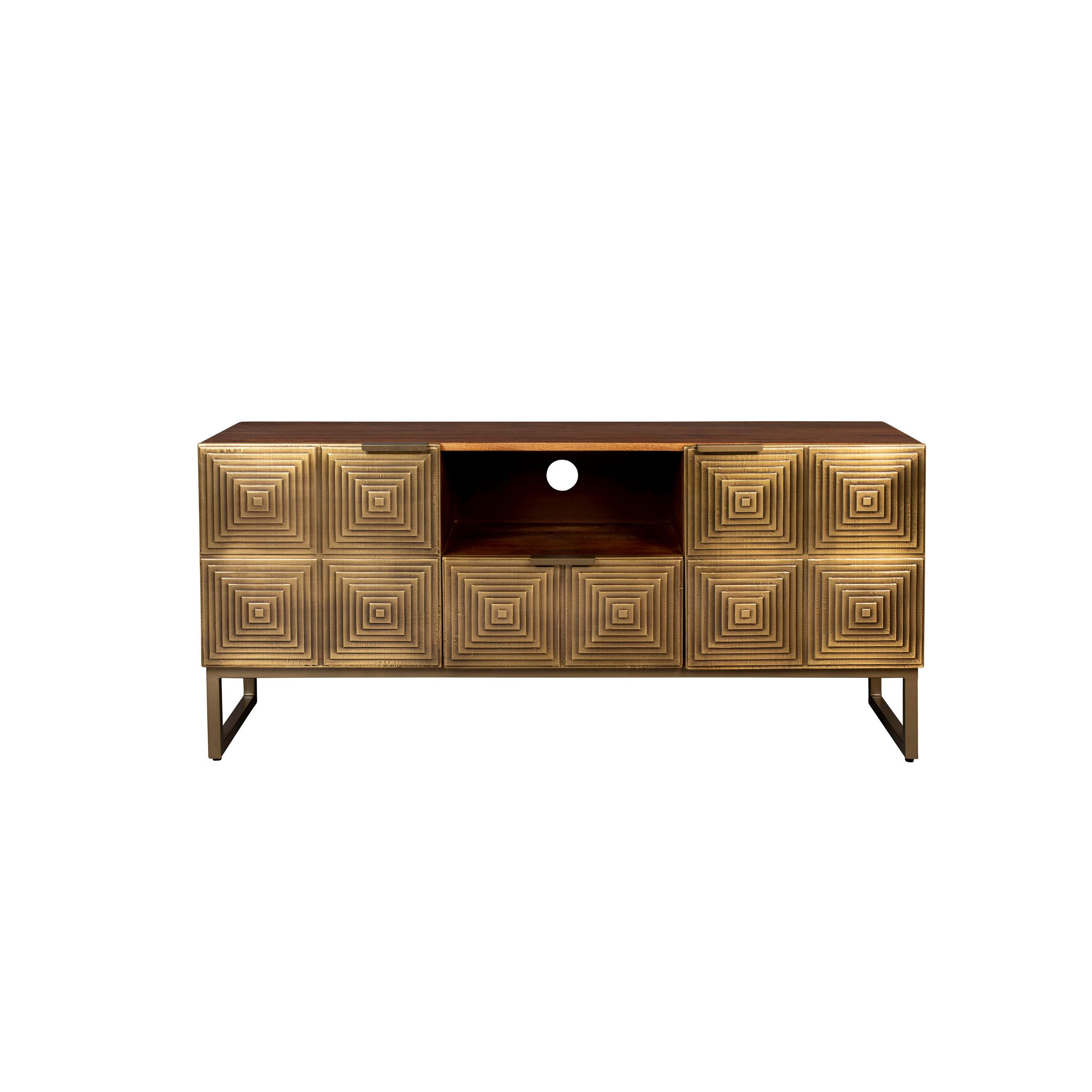 SIDEBOARD Lenkrad Gold - Goldfarben, Holz (40/60/135cm) - Dutchbone
