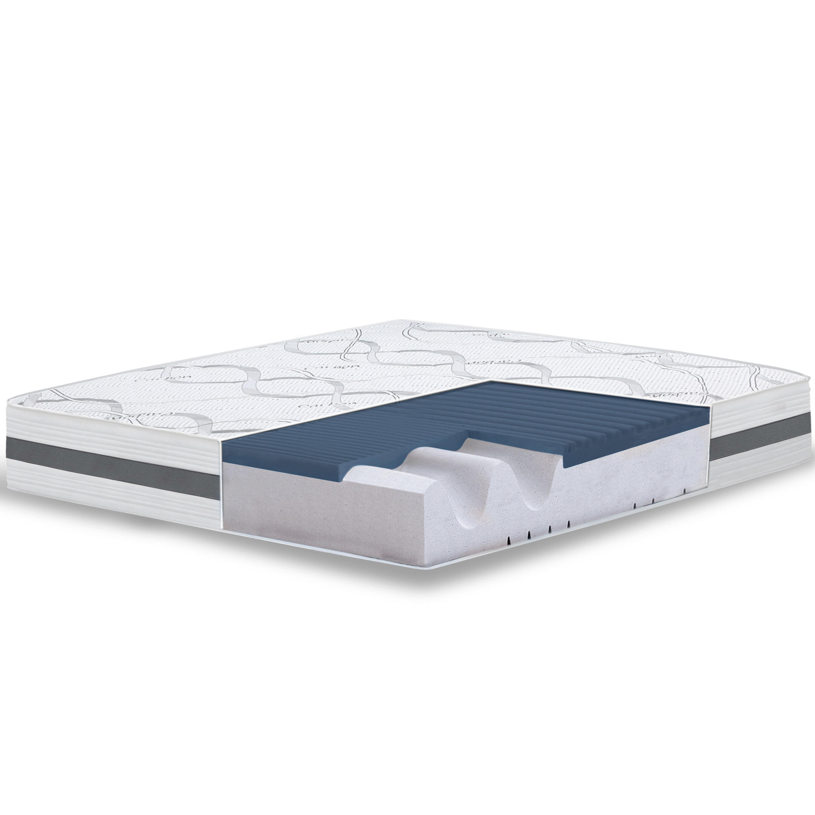 DOPPELMATRATZE King-Size 200x200 | Memory Foam| Höhe 22 cm - Weiß, Textil (200/200cm) - The White Stone
