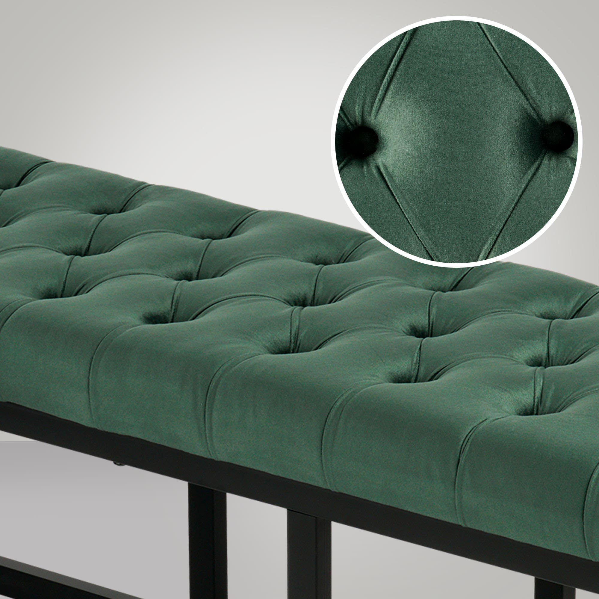 SITZBANK 120/37 cm Samt grün - Schwarz/Grün, Textil/Metall (120/42/37cm) - CLP