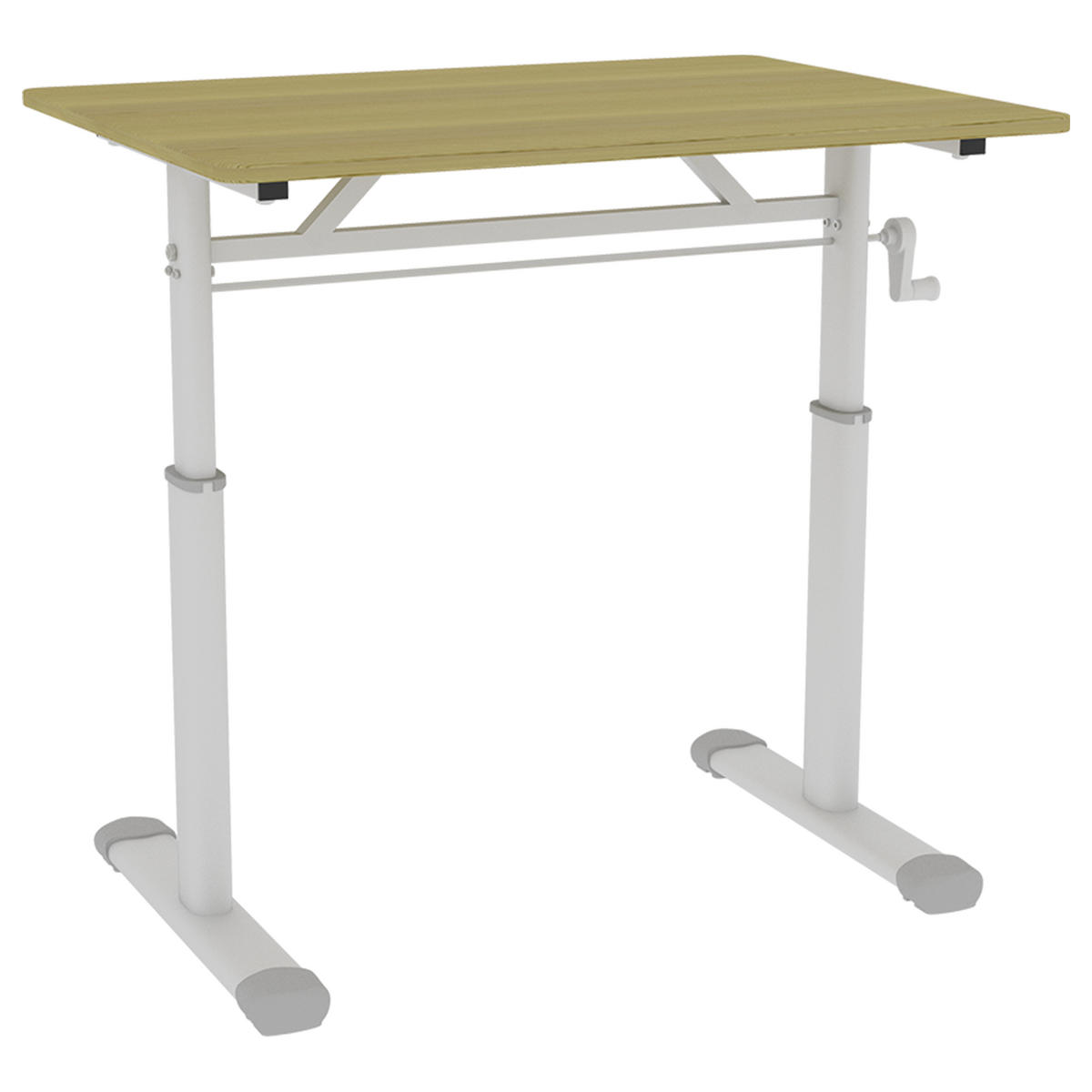 SCHREIBTISCH Holzfarben 80/60/90 cm manuell höhenverstellbar - Naturfarben, Metall (80/60/90cm) - PANGIVO