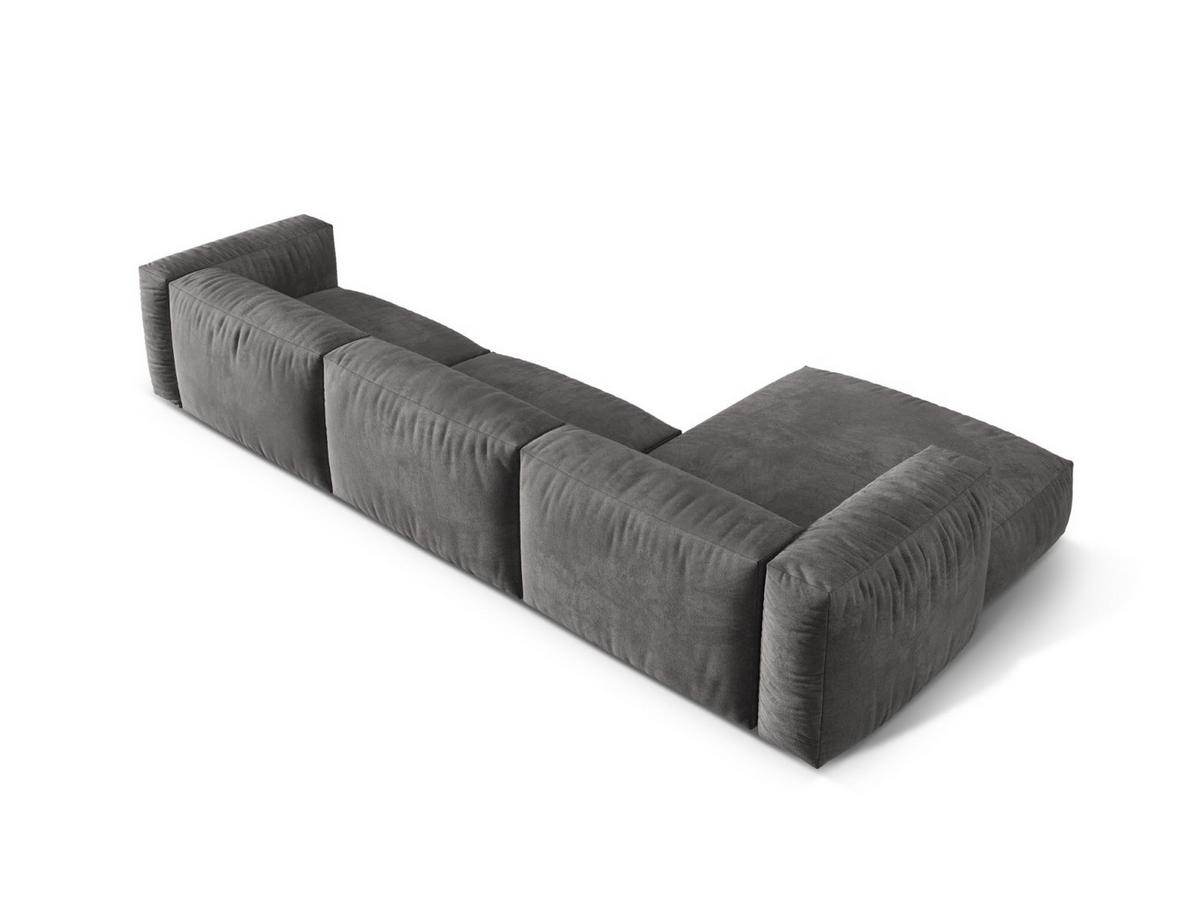 ECKSOFA modular links Martina aus Samt grau 3 Sitzplätze - Grau, Textil (176/332cm) - Micadoni