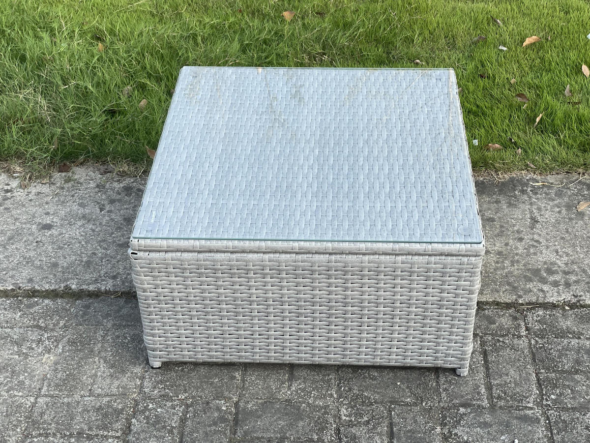 COUCHTISCH QUADRATISCH Polyrattan - Hellgrau, Metall (65/65/34cm) - Fimous