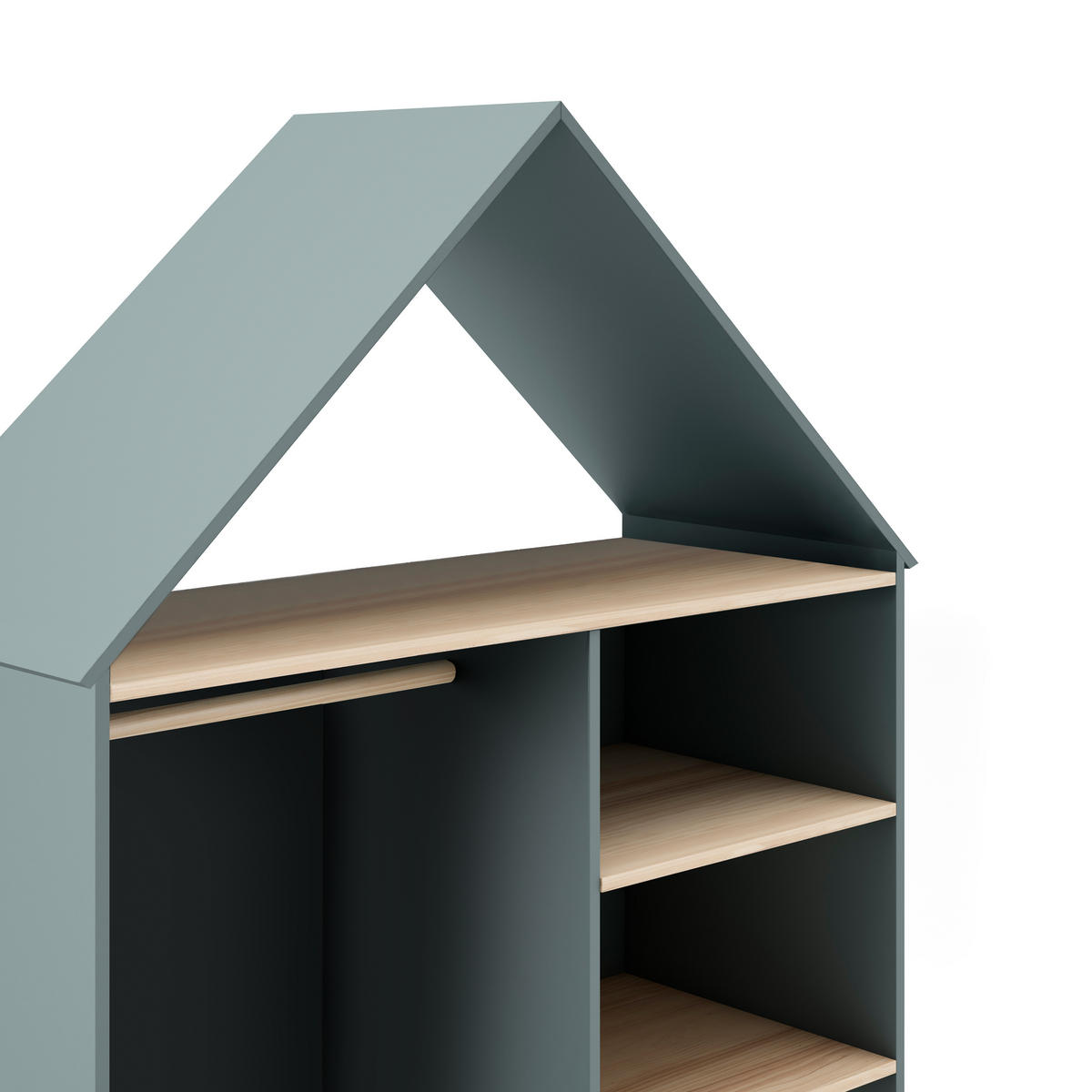 KLEIDERSCHRANK mit 3 Nischen, 1 Schublade und 1 Kleiderstange H180 cm 45/110/180 cm - Grün, Holz (45/180/110cm) - Calicosy