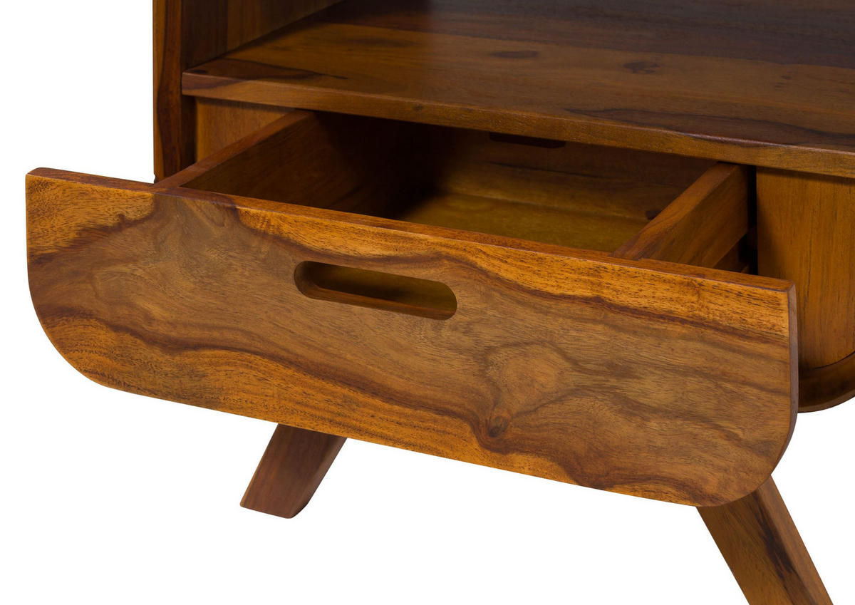 NACHTTISCH Sheesham 50x40x43 hellbraun lackiert MAILAND #142 - Braun, Holz (50/43/40cm) - Massivmoebel24