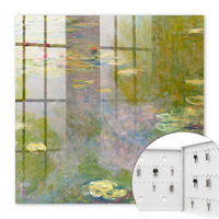 SCHLÜSSELBOX Weiß 30x30 cm – Türöffnung nach rechts - Claude Monet Seerosen - Grün, Metall (30/30/5cm) - TULUP