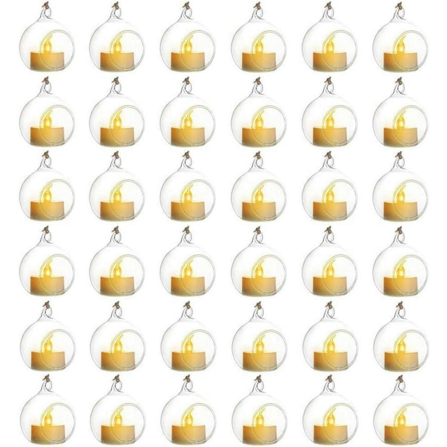 HÄNGENDER Kerzenhalter 36er Set Glas Transparent mit LED-Kerze - Transparent, Glas (6.8cm)