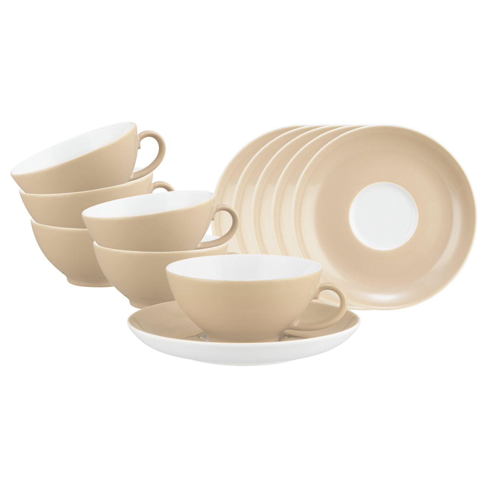 TEETASSEN MIT UNTERTASSEN Liberty Pure Colors Dusty Beige 140 ml 6er Set - Beige, Keramik (13/6.3/13cm) - Seltmann Weiden