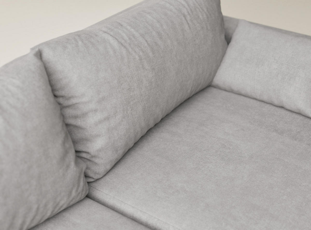 ECKSOFA MIT SCHLAFFUNKTION Leon Beige grau Webstoff - Schwarz/Braun, Holz/Holzwerkstoff (148/239cm) - Maison de Reve