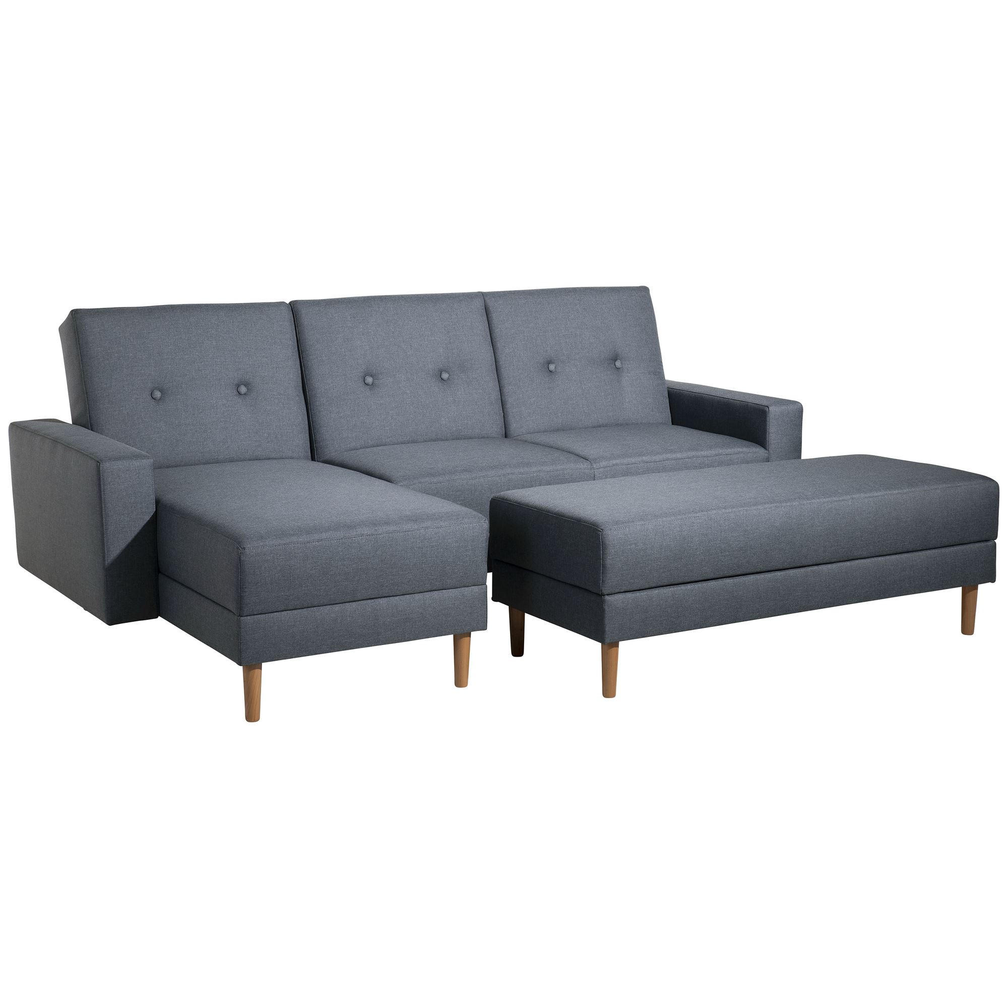 FUNKTIONSSOFA mit Hocker Kattie Flachgewebe denim - Flieder, Kunststoff (144/230cm) - 58aufmkessel
