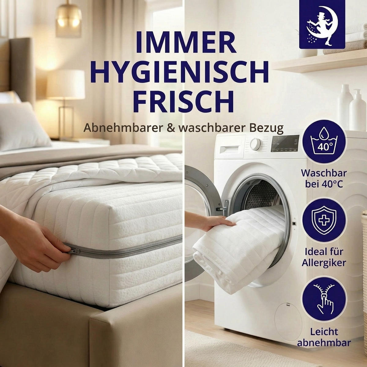 KALTSCHAUMMATRATZE 100x200 cm – 25 cm Komforthöhe – 7 Zonen – H2 H3 – ergonomisch - Weiß, Textil (100/200cm) - Mister Sandman