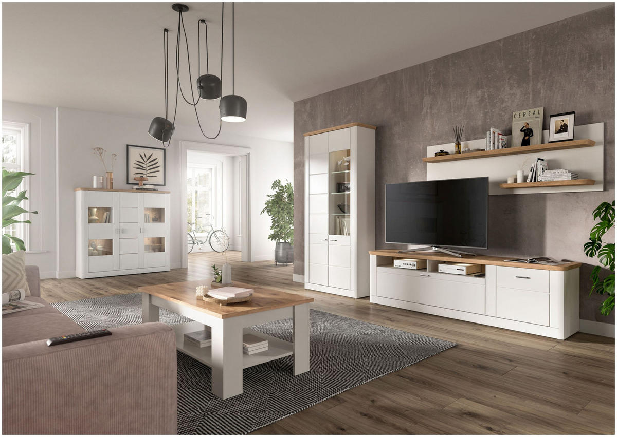 WANDBOARD Aarhus weiß Nox Oak Nachbildung - Weiß, Holzwerkstoff (160/55/22cm) - Xonox