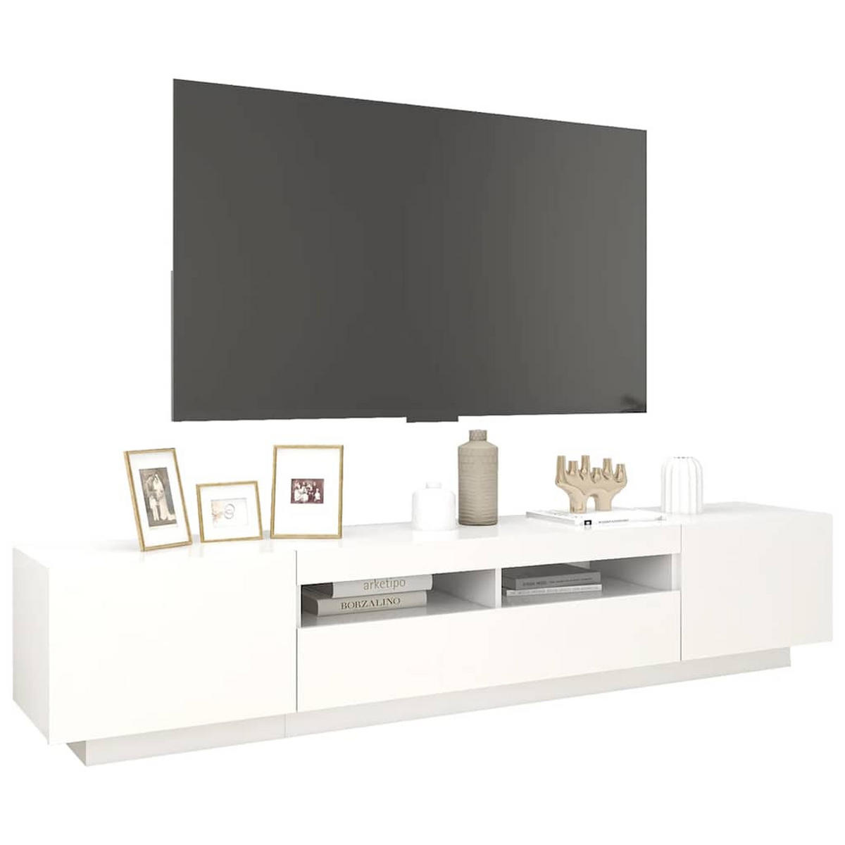 TV-SCHRANK Mit Led-Leuchten Weiss 200/35/40 Cm - Weiß, Holzwerkstoff (35/40/200cm) - vidaXL