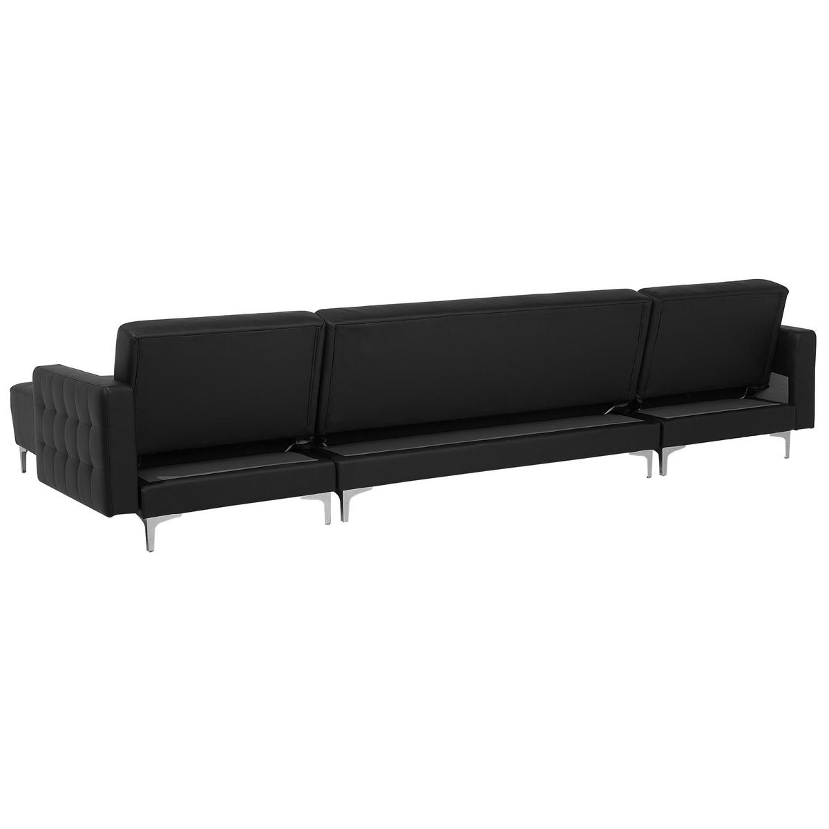 SCHLAFSOFA U-förmig Kunstleder Schwarz Aberdeen - Schwarz, Textil (348/83/168cm) - Beliani