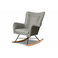 SCHAUKELSESSEL ADDUCTI pflegeleichter Veloursstoff, Grau - Eichefarben/Grau, Holz/Textil (75/94/112cm) - KONSIMO®