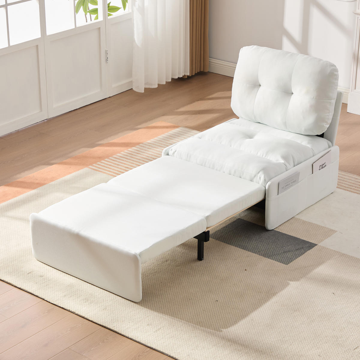 SCHLAFSOFA 92/81.5/90 cm Weiß mit Aufbewahrungstasche - Weiß, Textil (81.5/90/195cm) - Oxeza