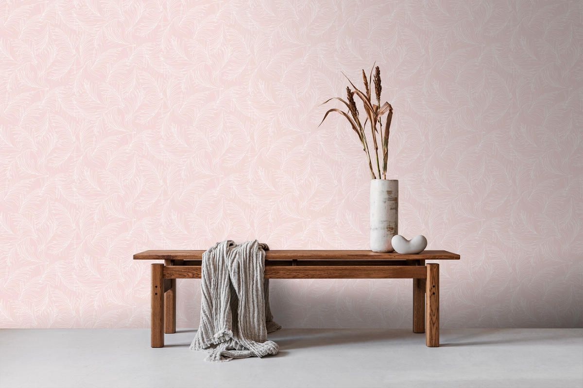 TAPETE Federn 53 cm x 10 m - Pink, Papier (53/1000cm) - Sanders & Sanders