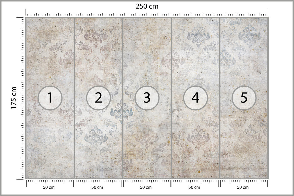 FOTOTAPETE für Schlafzimmer Vintage Ornamente Dekorativ 250x175 - Beige/Braun, Papier (250/175cm) - Muralo