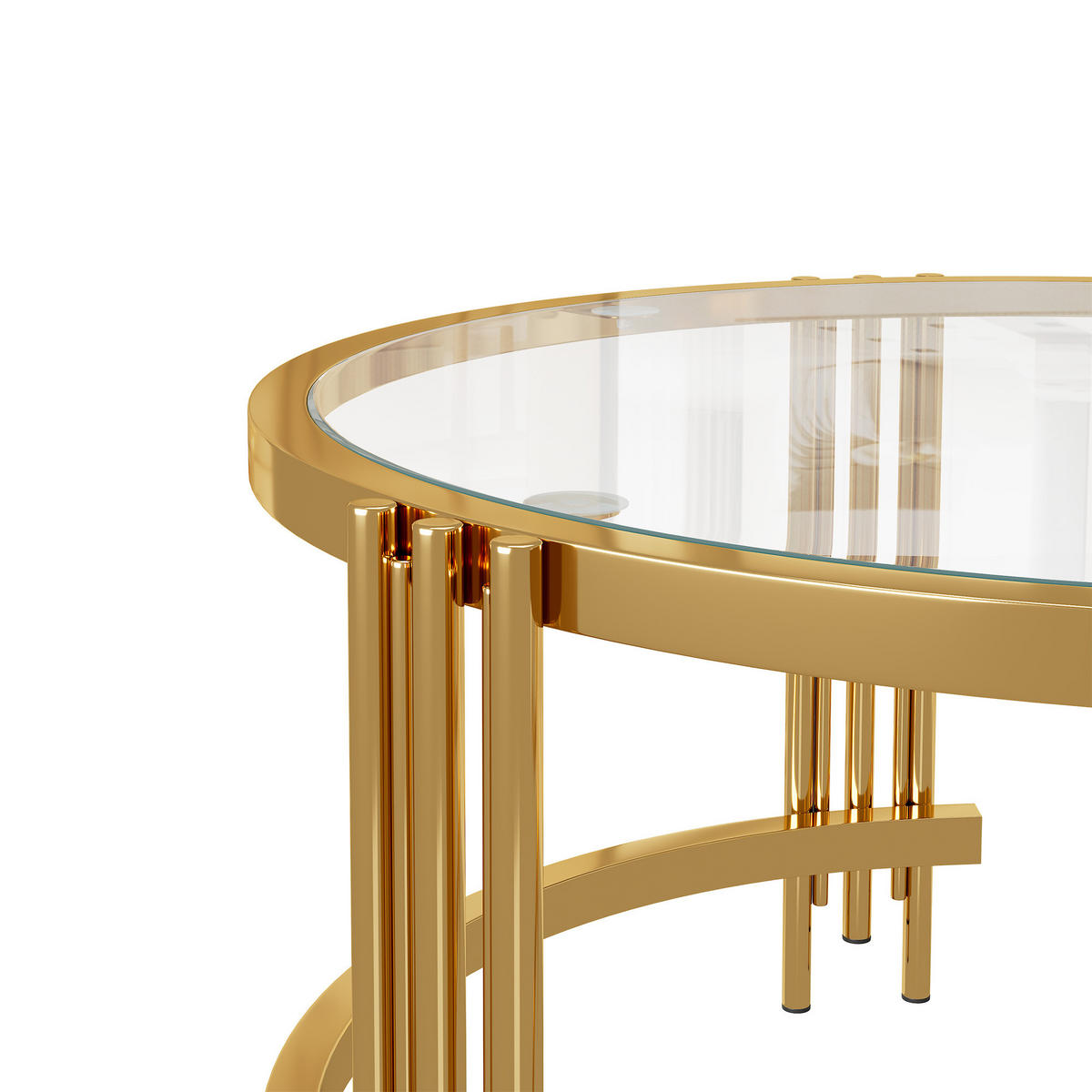 COUCHTISCH Glas/Metall – 80x80x45 cm & 60x60x35 cm, platzsparend, hitzebeständig - Goldfarben, Metall (80/80/45cm) - Modfu