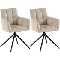 ARMLEHNENSTUHL 2er Set Stoff Hellbraun - Hellbraun/Schwarz, Textil/Metall (59/87/59cm) - CLP