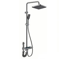 ÜBERKOPFBRAUSESET Aluminium Digitalanzeige, LED Klavierknopf, Duschkopf - Dunkelgrau, Metall (20/125/30cm) - Bextcok