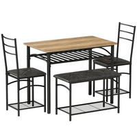 MATSALSGRUPP, 4-delars set, av metall och MDF, rustikalbrun - Brun/Svart, Träbaserade material/Plast (60/76.3/100cm) - HOMCOM
