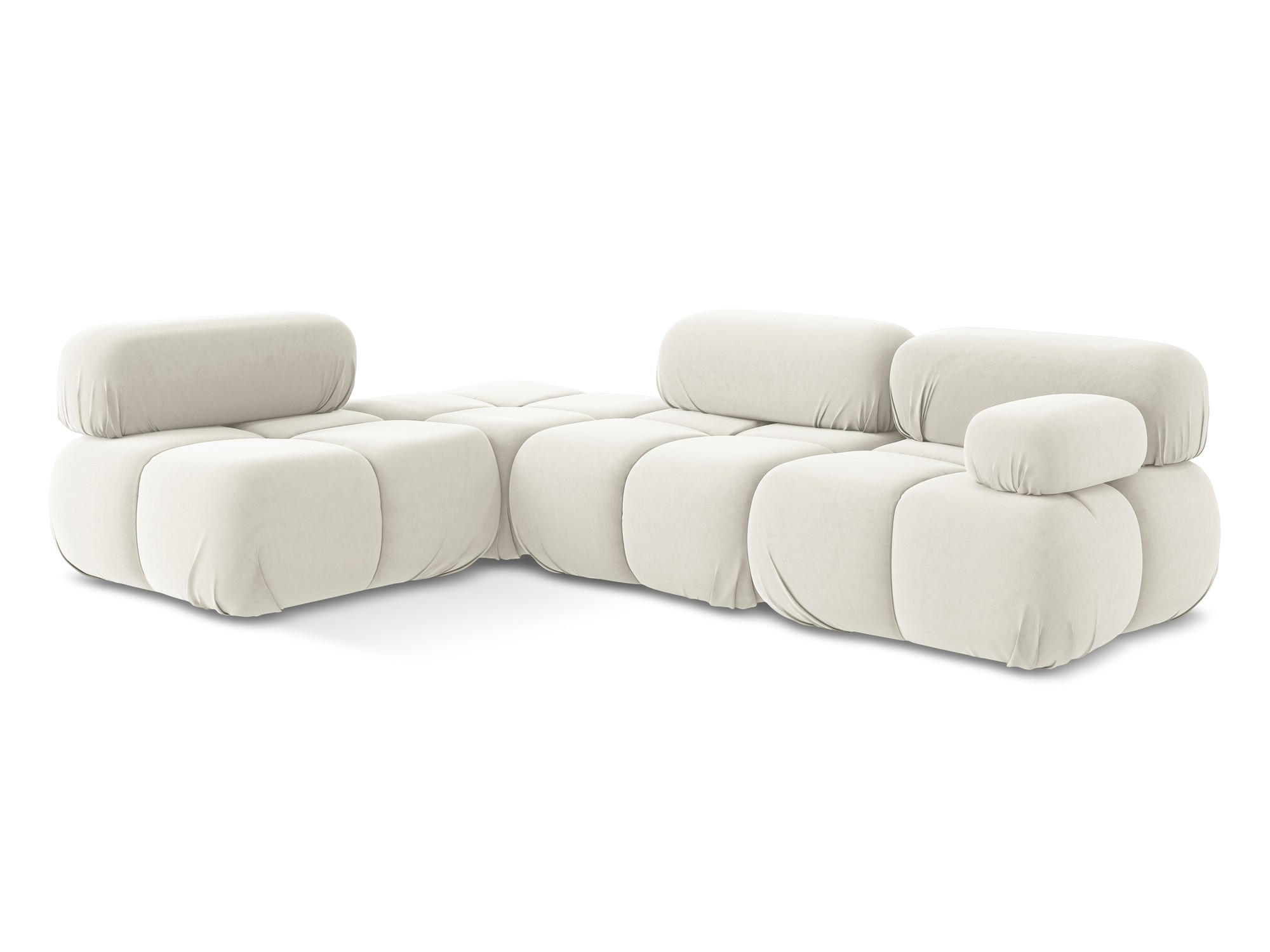 ECKSOFA Links Samt Stoff Beige - Beige/Creme, Kunststoff/Textil (190/285cm) - Makamii