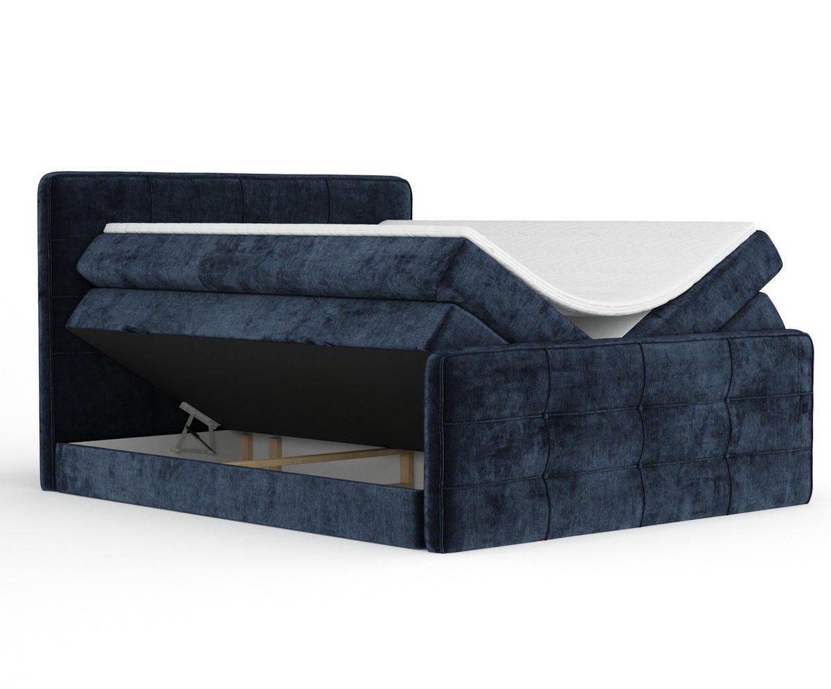 BOXSPRINGBETT Semplice Marineblau 180/200 cm - Schwarz/Dunkelblau, Holz/Holzwerkstoff (180/200cm) - Maison de Reve