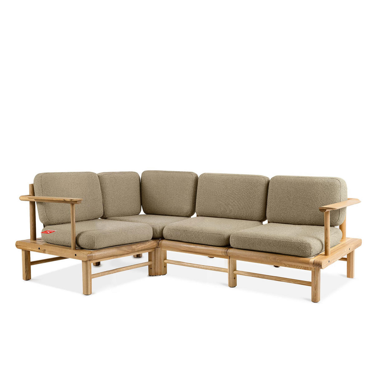 LOUNGESOFA ATREDA links - Beige, Holz/Textil (230/74/160cm) - KONSIMO®