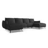WOHNLANDSCHAFT Chenille Stoff Schwarz - Anthrazit/Schwarz, Textil/Metall (317/86/162cm) - Makamii