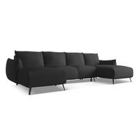 WOHNLANDSCHAFT Chenille Stoff Schwarz - Anthrazit/Schwarz, Textil/Metall (317/86/162cm) - Makamii