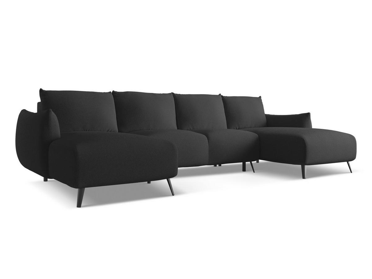 WOHNLANDSCHAFT Chenille Stoff Schwarz - Anthrazit/Schwarz, Textil/Metall (317/86/162cm) - Makamii