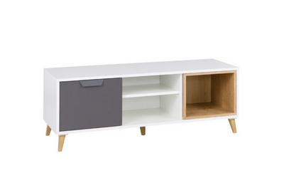 Deine Möbel 24 Tv-Rack Weiß, Graphit, Grau, Eiche 120x43x40 cm