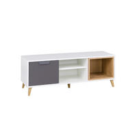 TV-RACK JUSTIN 10 120 cm breit in Weiß / Graphit / Grau / Eiche - Eichefarben/Graphitfarben, Holzwerkstoff (120/43/40cm) - Deine Möbel 24