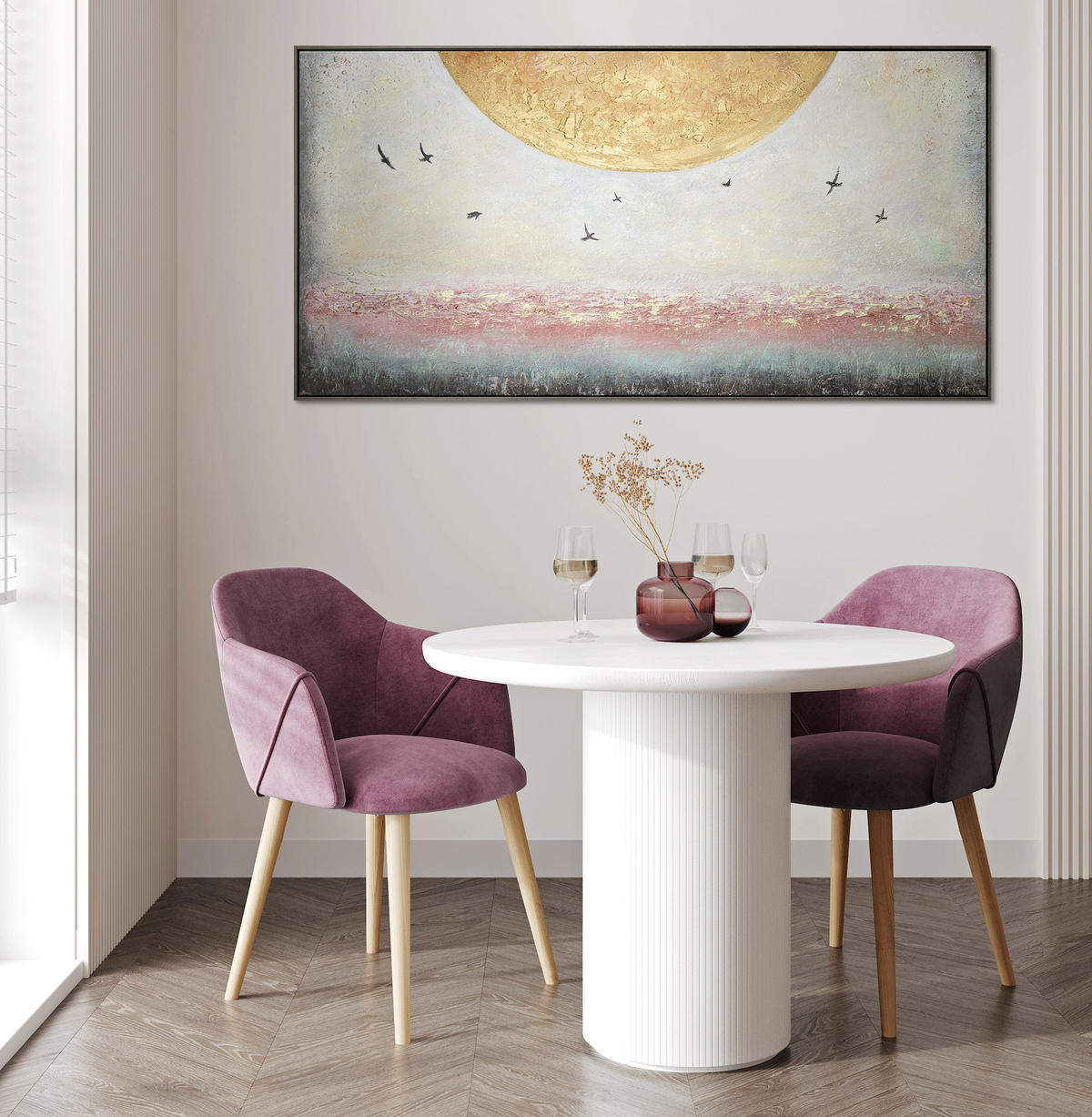 GEMÄLDE Sonnenenergie Schattenfugenrahmen Grau 160x80 cm - Grau, Holz (160/80cm) - YS-art gallery
