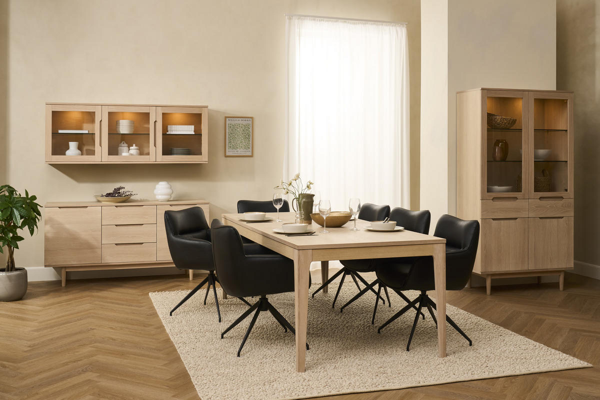 VITRINE mit LED Beleuchtung Eiche bianco - Eiche Bianco/Eichefarben, Holz/Holzwerkstoff (45/190/100cm) - Furnhouse