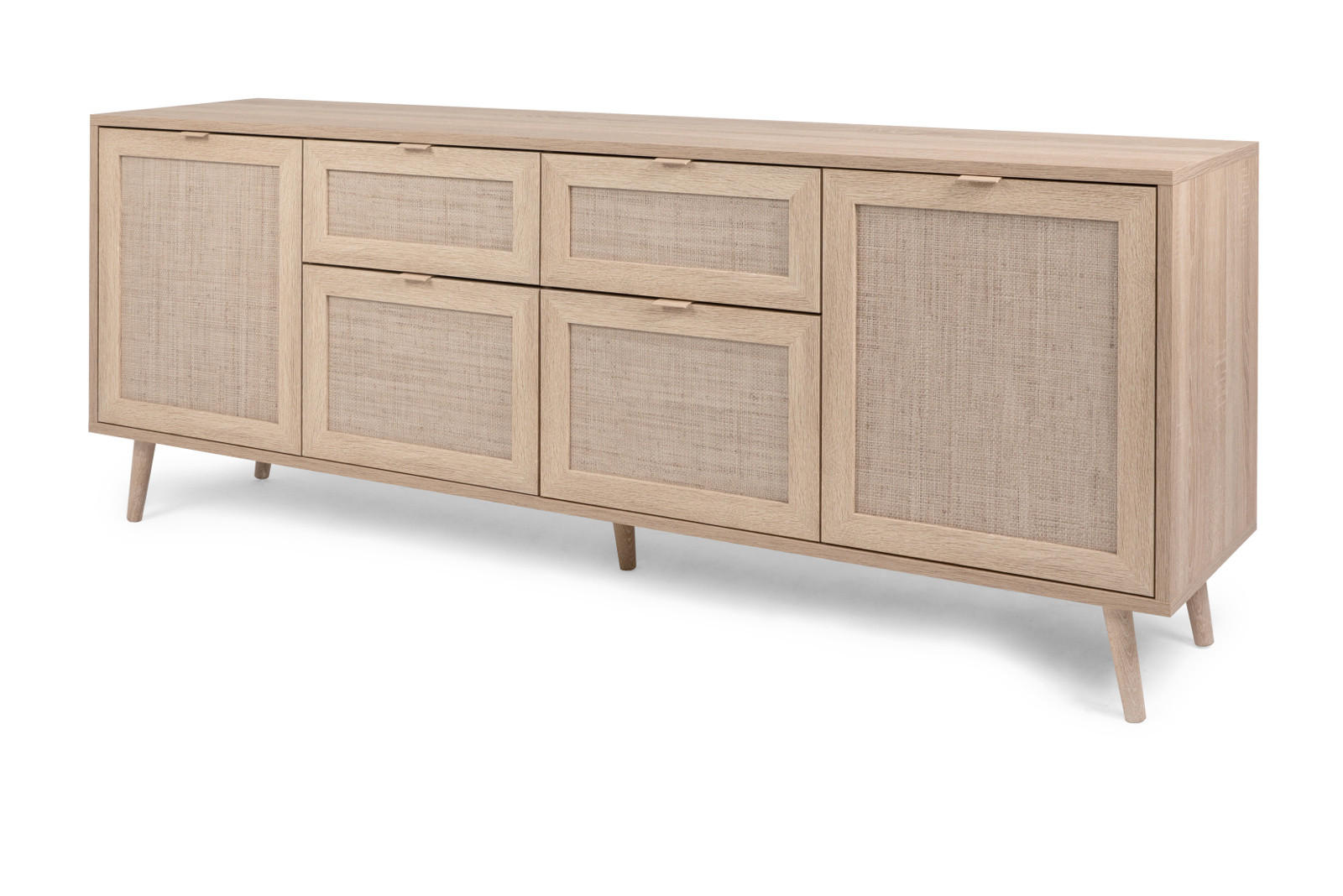 SIDEBOARD Eiche Sonoma, Bast-Dekor 180 cm, Kommode skandinavisch - Eichefarben, Holz/Holzwerkstoff (180/71/40cm) - Furn.Design