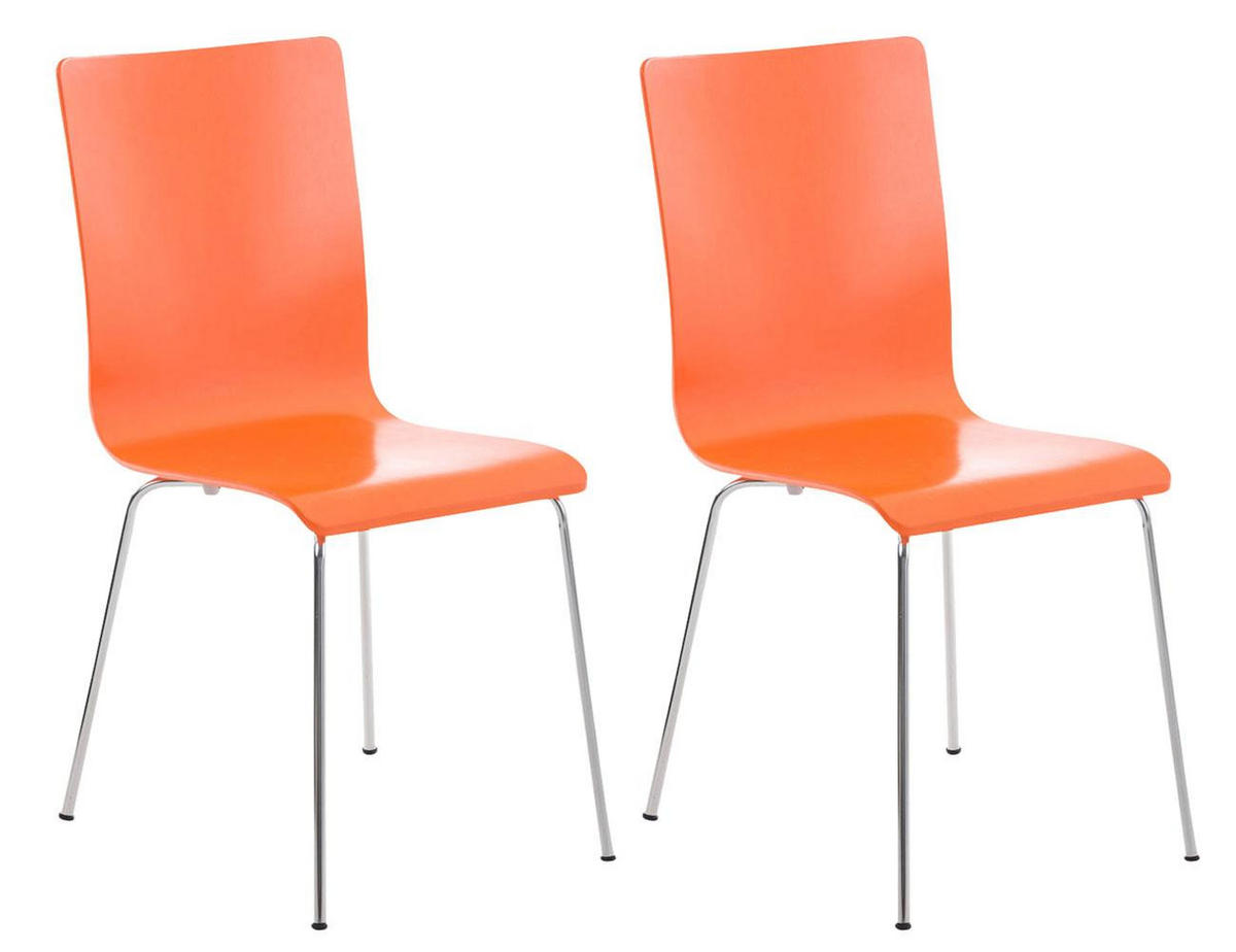 BESUCHERSTUHL 2er Set Holz orange - Orange, Holz/Metall (43/87/47cm) - CLP