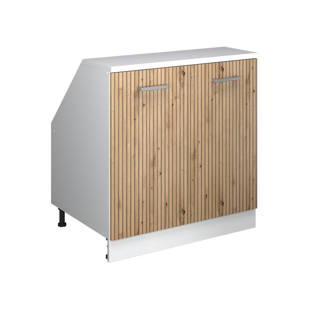 KÖKSSKÅP FÖR SLUTTANDE TAK R-Line Hantverks ek 80 cm med 2 dörrar, skåpstomme 60 cm djup Ek Artisan, Vit 83.8/80/60 cm