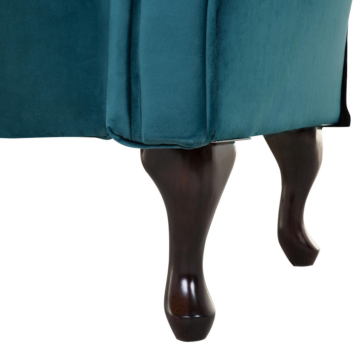 CHAISELONGUE Samtstoff blaugrün linksseitig Lattes - Blau, Textil (188/87/59cm) - Beliani