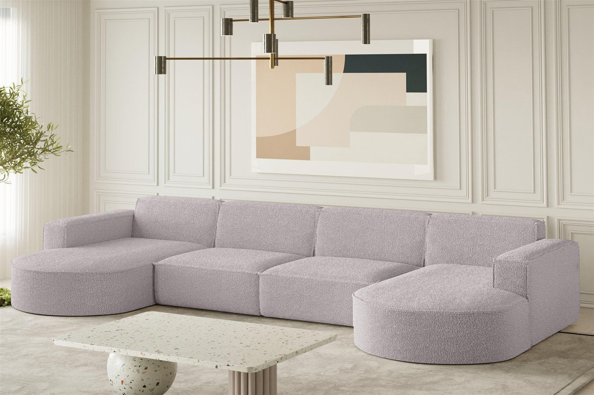 WOHNLANDSCHAFT Palma Xl In Ascot - Rosa, Holzwerkstoff/Textil (382/78/165cm) - Fun Möbel
