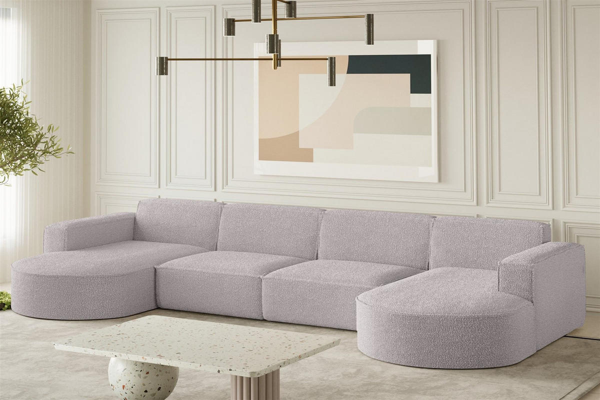 WOHNLANDSCHAFT Palma Xl In Ascot - Rosa, Holzwerkstoff/Textil (382/78/165cm) - Fun Möbel