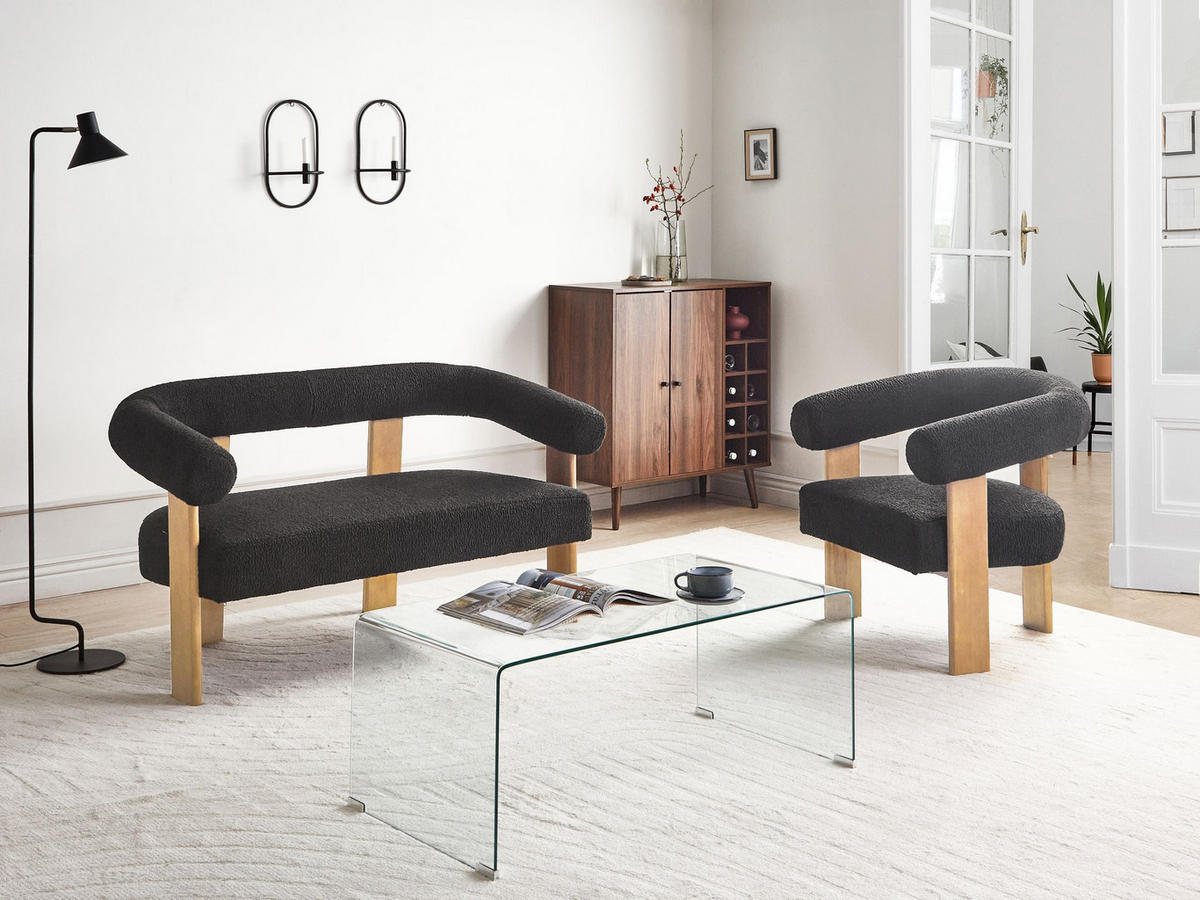 SADA POHOVEK Bouclé Černá/Světle hnědá Ilbro - černá/hnědá, textil (138/76/68cm) - Beliani