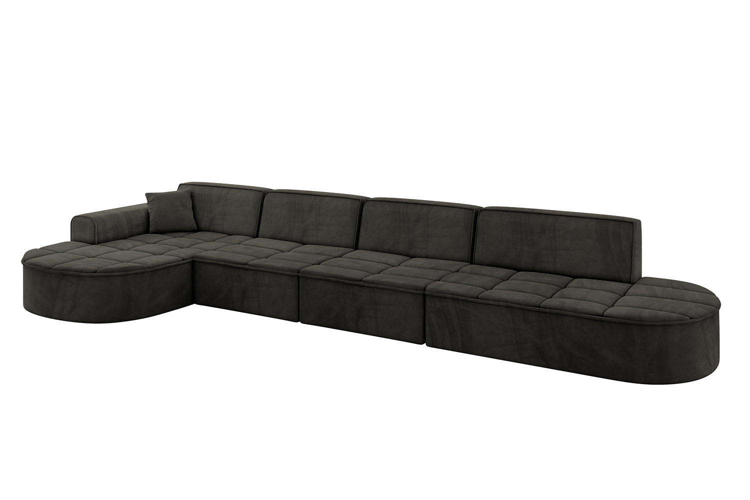 ECKSOFA Ottomane Links TARO-L3 - 413x171x79,5 cm Schwarz - Schwarz, Holzwerkstoff/Textil (413/171cm) - ALTDECOR