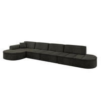 ECKSOFA Ottomane Links TARO-L3 - 413x171x79,5 cm Schwarz - Schwarz, Holzwerkstoff/Textil (413/171cm) - ALTDECOR