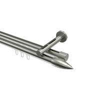INNENLAUF-GARDINENSTANGEN-SET Siteno Samanto 180 cm, 2-läufig, 20 mm Ø Edelstahl-Optik - Edelstahlfarben, Metall (180cm) - INTERDECO