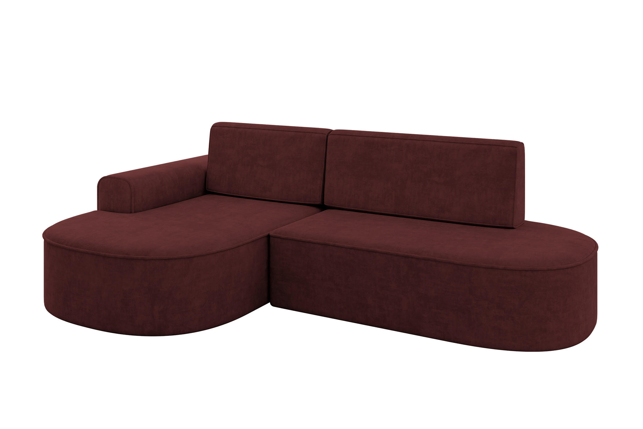 ECKSOFA mit Schlaffunktion und Bettkasten Ottomane Links MARI-L1-S - 283x167x85 cm Bordeauxrot Velours - Bordeaux/Schwarz, Holzwerkstoff/Kunststoff (283/167cm) - ALTDECOR
