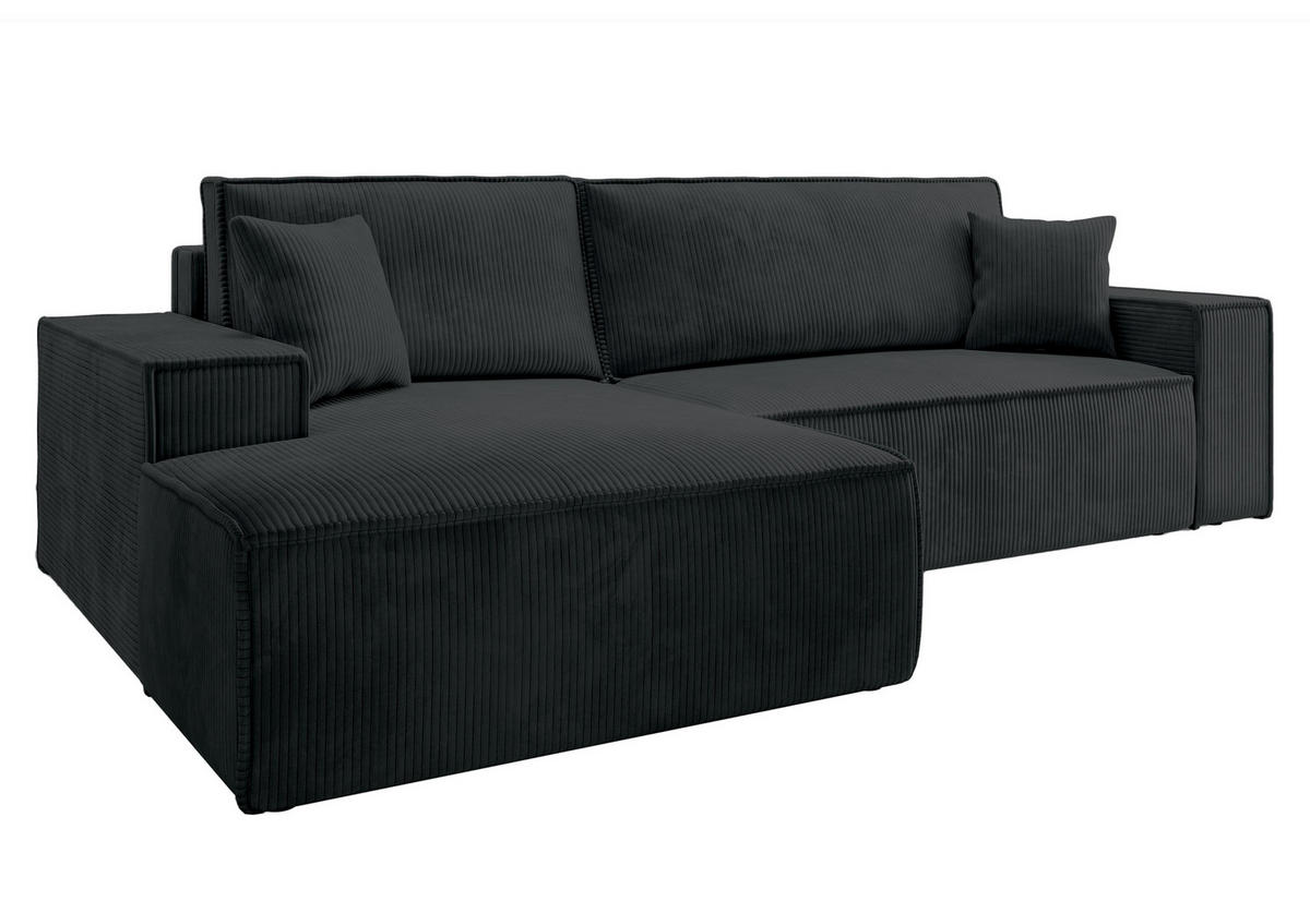 ECKSOFA Farese Schwarz Cordbezug - Schwarz, Kunststoff/Textil (267/167cm) - Selsey