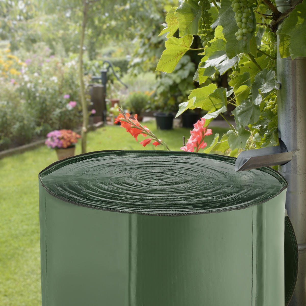 REGENTONNE ,Oberseite abnehmbar,grün - Grün, Kunststoff (70/100/70cm) - tectake