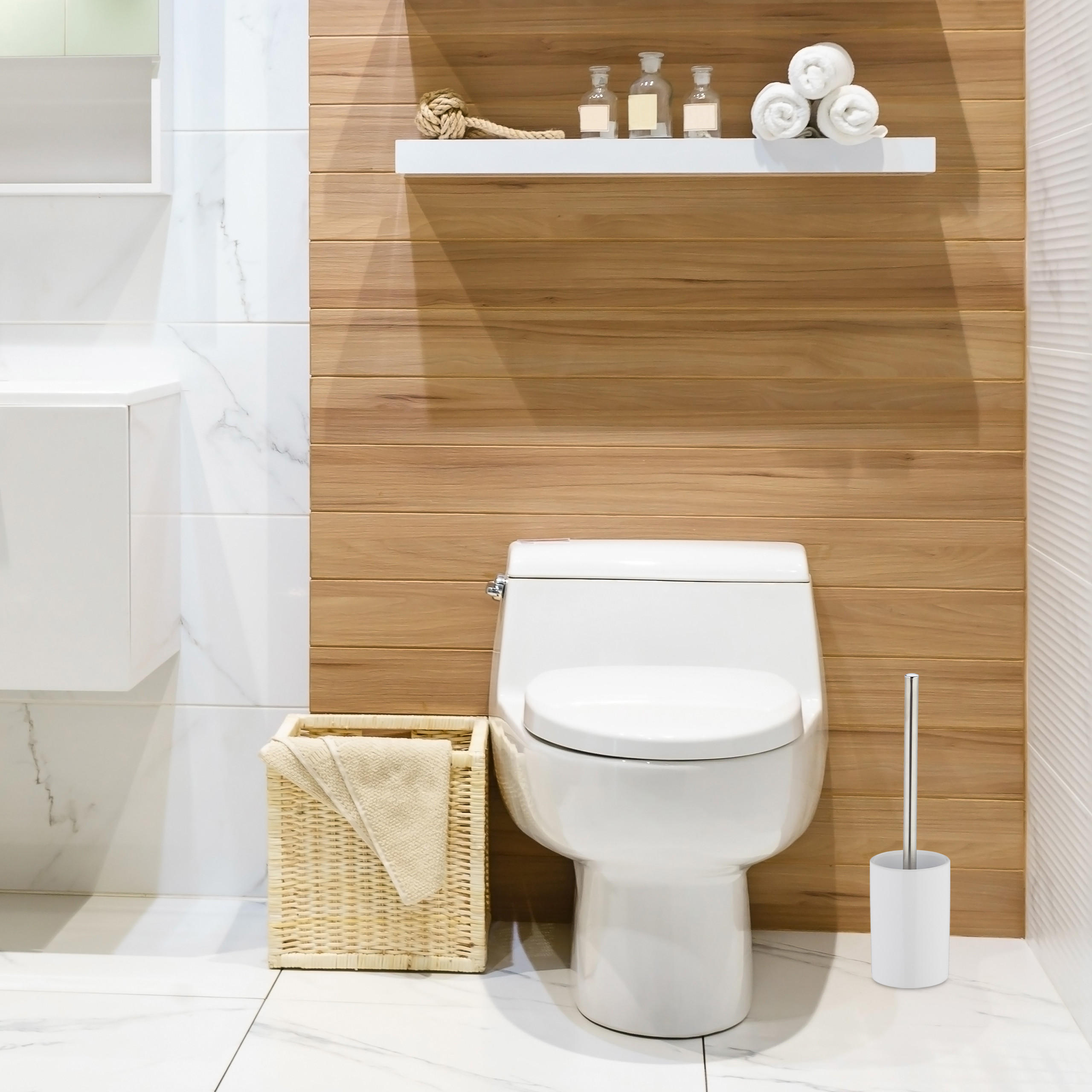 WC-GARNITUR - Weiß, Keramik/Kunststoff (9.5/36/9.5cm) - Relaxdays