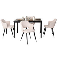 ESSGRUPPE mit 1 Tisch und 4 Stühlen in Beige - Beige/Schwarz, Metall (46/81/45cm) - Meubles Cosy